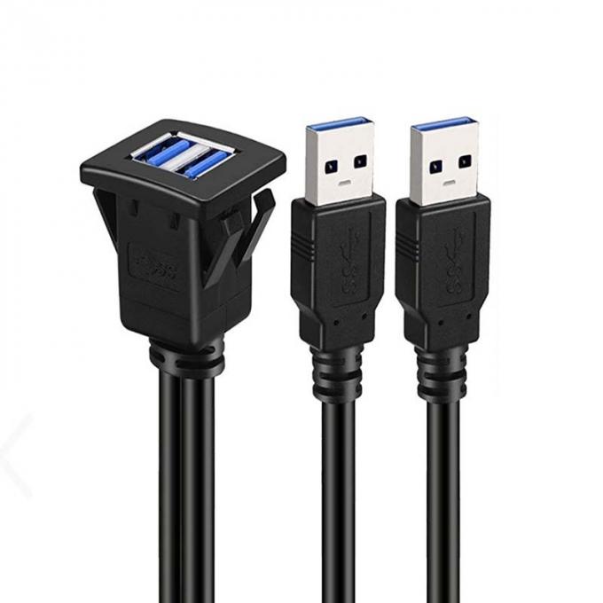 Квадратный двойной USB 3.0 2.0 Мужчина к женщине водонепроницаемый расширительный кабель с плавным монтажным панелем для автомобиля грузовик лодка мотоцикл компьютер 0