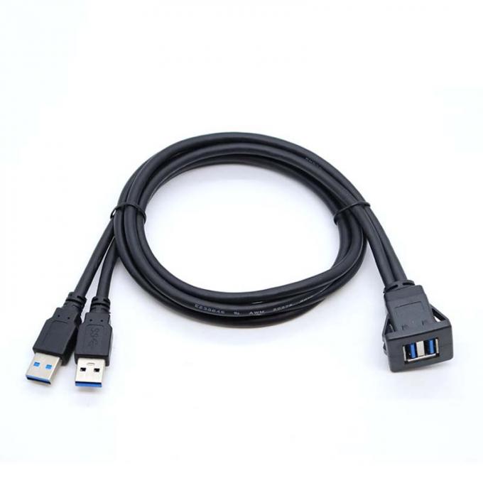 Квадратный двойной USB 3.0 2.0 Мужчина к женщине водонепроницаемый расширительный кабель с плавным монтажным панелем для автомобиля грузовик лодка мотоцикл компьютер 1