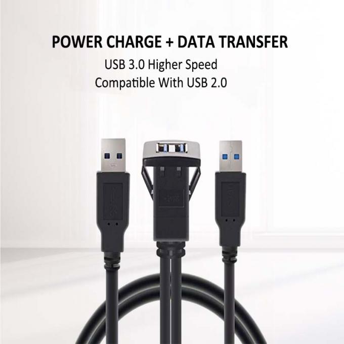 Квадратный двойной USB 3.0 2.0 Мужчина к женщине водонепроницаемый расширительный кабель с плавным монтажным панелем для автомобиля грузовик лодка мотоцикл компьютер 2
