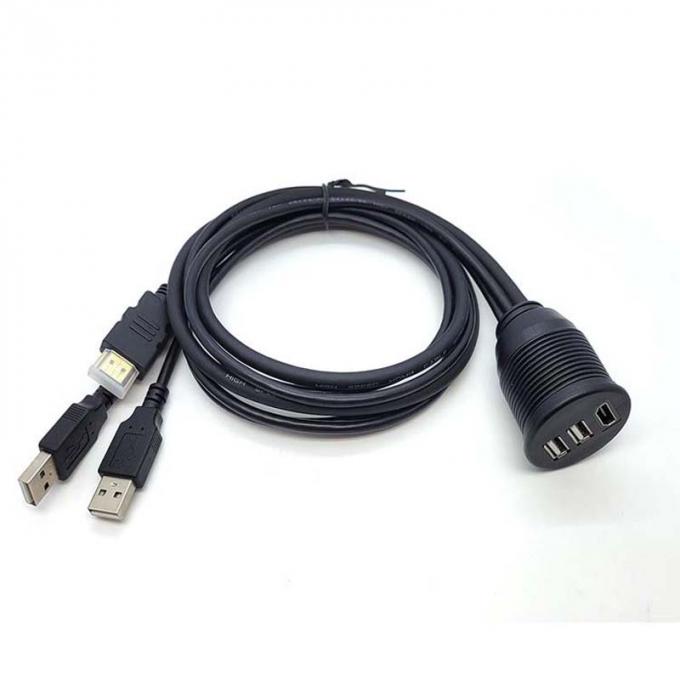 3 порта USB 2.0 мужчина на USB 2.0 женщина водонепроницаемый расширительный кабель с плавным монтажным панелем для автомобиля грузовик лодка мотоцикл компьютер 1