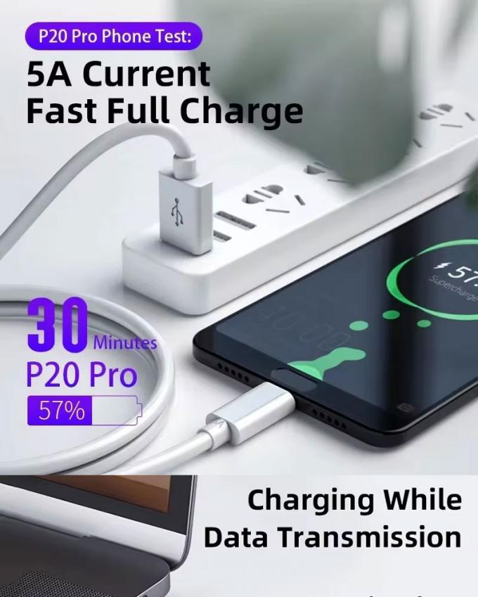 Высокое качество 1M 2M 5A быстрая зарядка USB на тип C кабель для зарядки данных для Huawei Android Phone 2