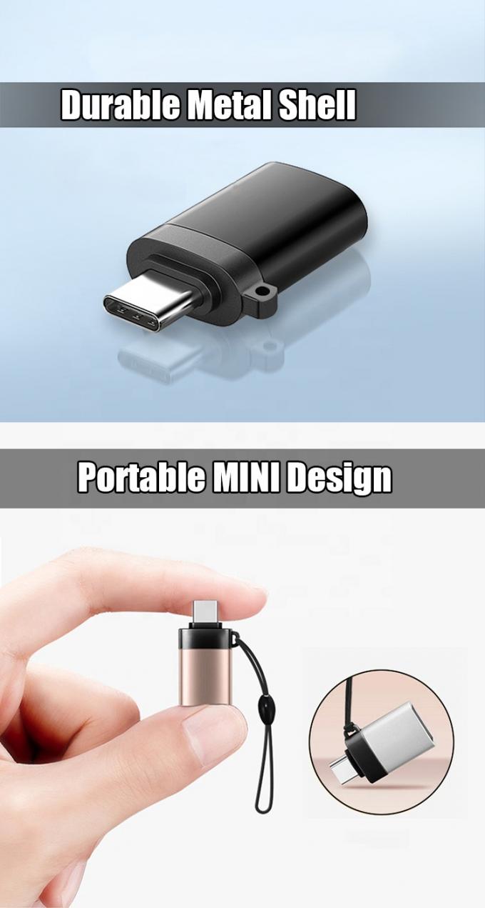Портативный мини шнуровой металлический корпус OTG типа C 3.1 Мужчина на USB 3.0 Женщина адаптер 2