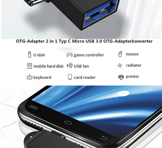 2 в 1 USB3.0 в Micro B Type C USB конвертер OTG адаптер для Android телефона U Дисковая мышь 2