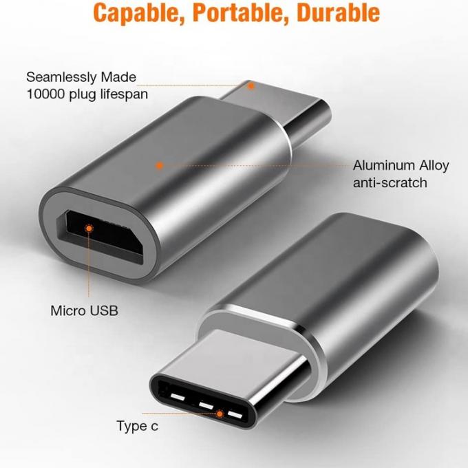Подключается и играет металлическая оболочка Micro USB женского типа C мужского типа OTG преобразователь адаптер 1