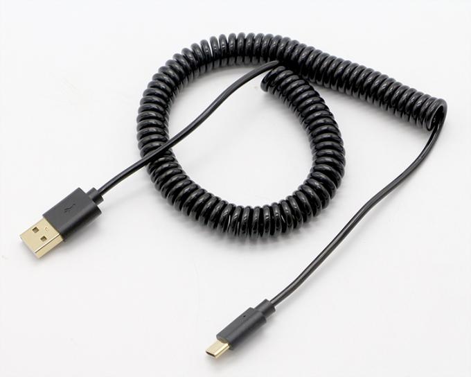 Настроенные 3M золотые разъемы быстрая зарядка пружина катушка USB типа C кабель для зарядки данных 5