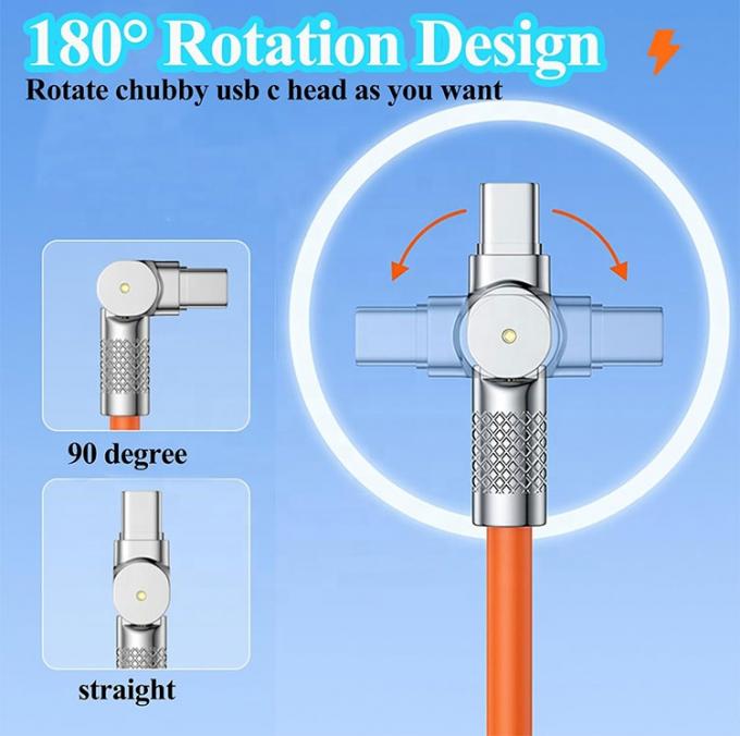 180 градусов вращающаяся быстрая зарядка 120w 6A Силиконовый USB Micro Type C кабель для мобильного телефона Android 1