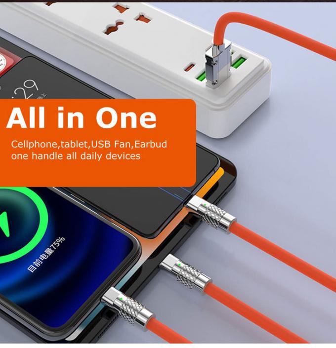 Сверхбыстрая зарядка 120w 6A жидкий силикон 3 в 1 многоконнекторы Micro Type C USB кабель для зарядки данных для мобильного телефона 5