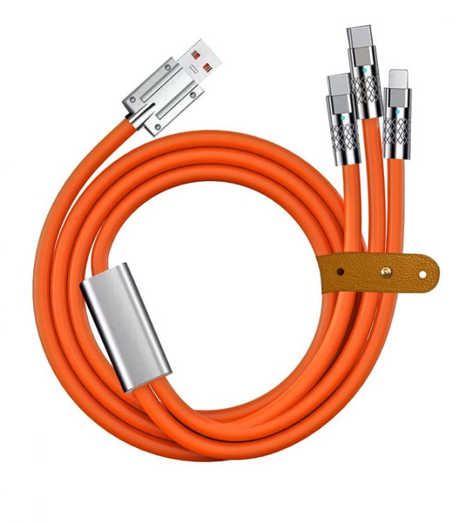 Сверхбыстрая зарядка 120w 6A жидкий силикон 3 в 1 многоконнекторы Micro Type C USB кабель для зарядки данных для мобильного телефона 6