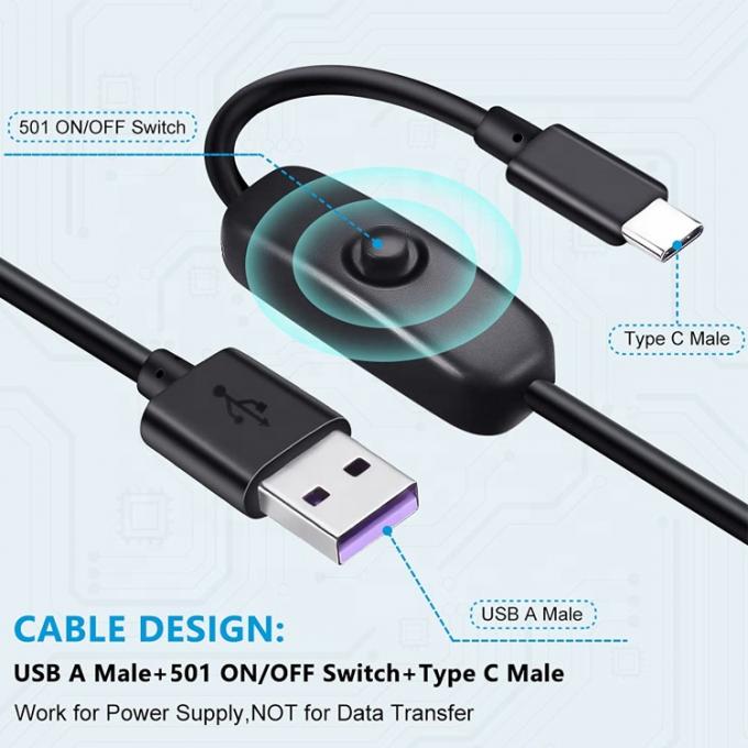 1m 5V 3A USB Type C зарядное питание кабеля с переключателем ОТ для Raspberry Pi 3