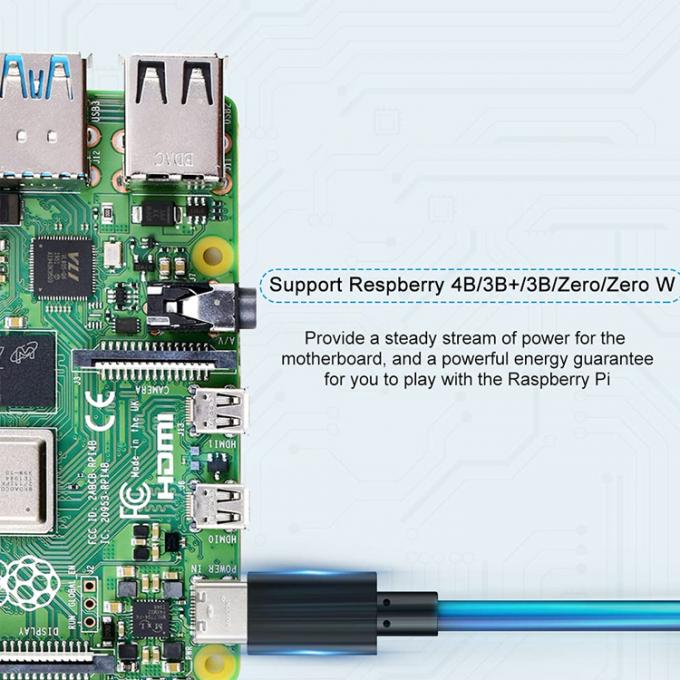 1m 5V 3A USB Type C зарядное питание кабеля с переключателем ОТ для Raspberry Pi 7