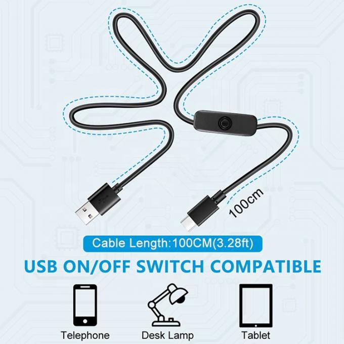 1m 5V 3A USB Type C зарядное питание кабеля с переключателем ОТ для Raspberry Pi 5