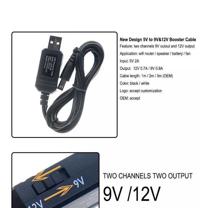 Высококачественный USB 5v до 9v 12v Step Up DC Power Cord Booster Cable для маршрутизатора 1