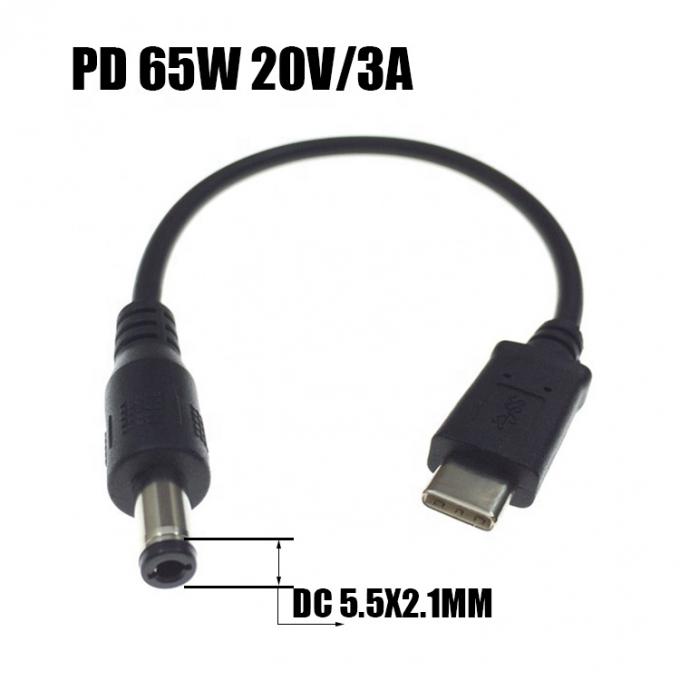 Быстрая зарядка 20 В 3 А 65 Вт USB типа C до 5,5 мм х 2,1 мм DC Power PD зарядный кабель для ноутбука 2