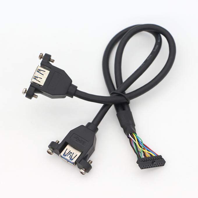 OEM винтовой блокировки студ двойной USB 3.0 типа А женского панеля монтажа кабеля с Molex разъединителем 1