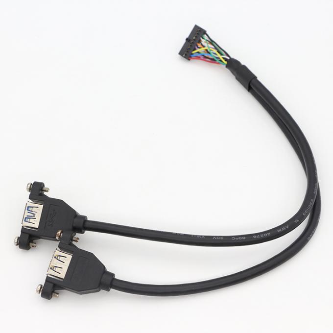 OEM винтовой блокировки студ двойной USB 3.0 типа А женского панеля монтажа кабеля с Molex разъединителем 5