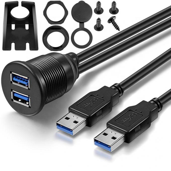 Водонепроницаемая мужчина-женщина Aux Car панель приборной панели двойной USB 3.0 плавный монтаж расширения кабеля для мотоцикла 0