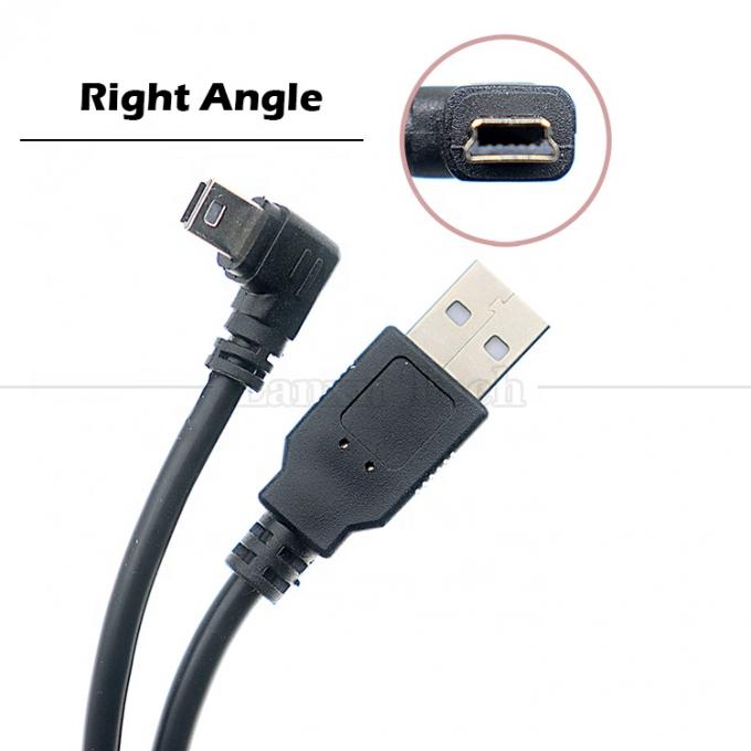 1м 2м 3м 5м 90 градусов Форма L Правый левый угол USB 2.0 Мужчина в мини B 5 пин USB кабель для зарядки данных для MP3 камеры 5