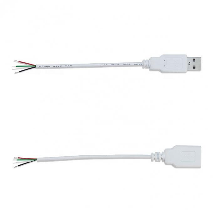 На заказ 1м 2м 3м Белый USB мужской на открытый концы консервированный проволока расширение кабеля 2