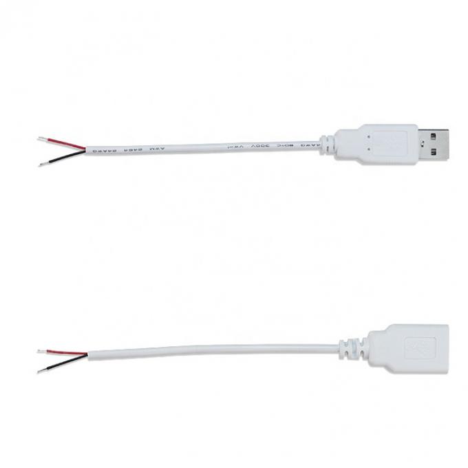На заказ 1м 2м 3м Белый USB мужской на открытый концы консервированный проволока расширение кабеля 1