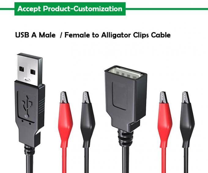 Мужчина Женщина USB соединитель для двойной меди Крокодил зажимы клипы аллигатора тест ведет провода адаптер кабель для электрической цепи 0