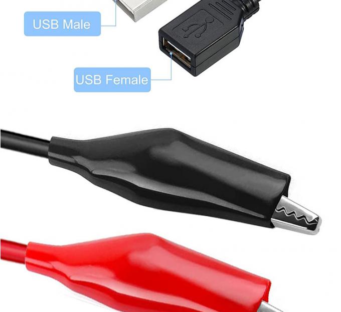 Мужчина Женщина USB соединитель для двойной меди Крокодил зажимы клипы аллигатора тест ведет провода адаптер кабель для электрической цепи 2