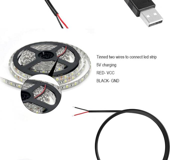 5V USB для открытия снятых консервированных обнаженных проводов конец Pigtail кабель зарядного устройства для светодиодного светодиода 6