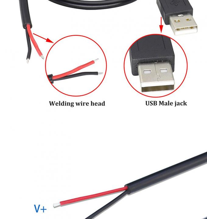 5V USB для открытия снятых консервированных обнаженных проводов конец Pigtail кабель зарядного устройства для светодиодного светодиода 4