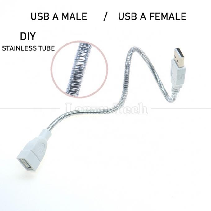 Гибкий металлический нержавеющий шланг мужчина-женщина USB зарядный адаптер расширения кабеля для светодиодного фантана 2