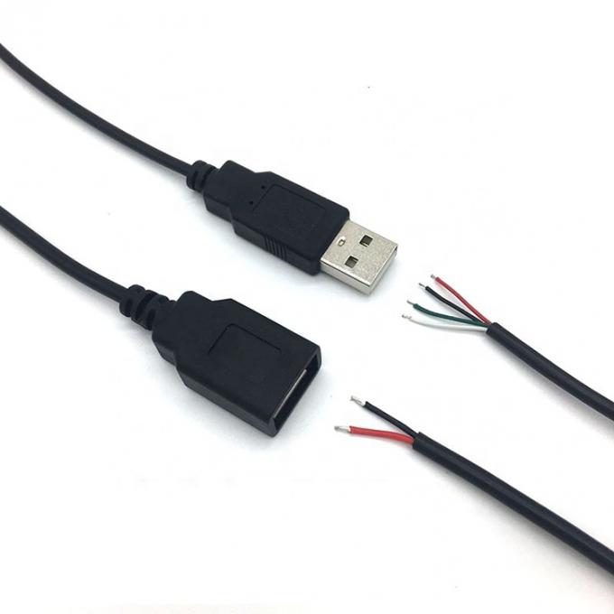 Мужчина Женщина USB 2.0 Тип A Стыковка на свободный конец Консервированный открытый проволочный зарядный кабель для светодиодной ленты 5