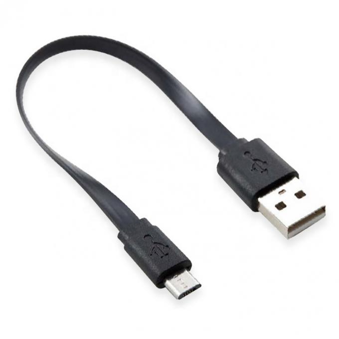 Короткий черно-белый плоский микро-USB кабель для динамика Power Bank 0