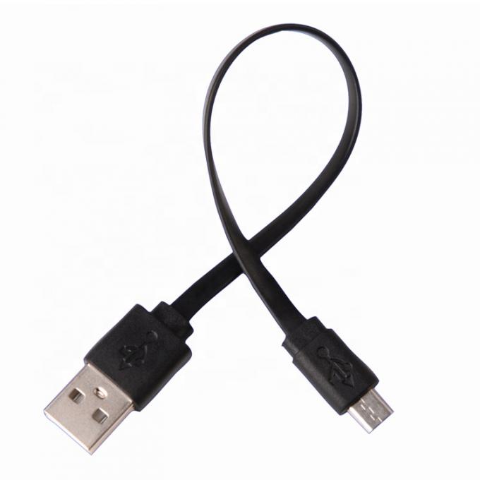 Короткий черно-белый плоский микро-USB кабель для динамика Power Bank 1