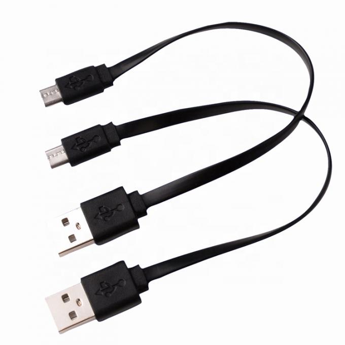 Короткий черно-белый плоский микро-USB кабель для динамика Power Bank 2