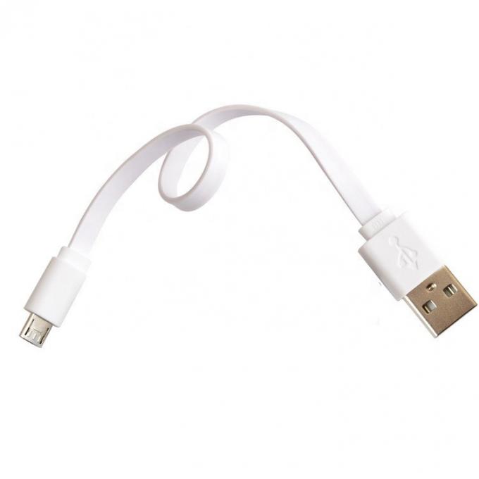 Короткий черно-белый плоский микро-USB кабель для динамика Power Bank 3