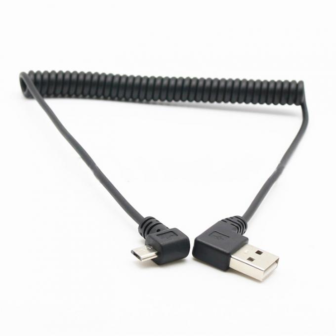 ОБНОЖЕНИЕ 1M 90 градусов прямоугольный USB мужской к микро b мужской пружинный кабель USB 1