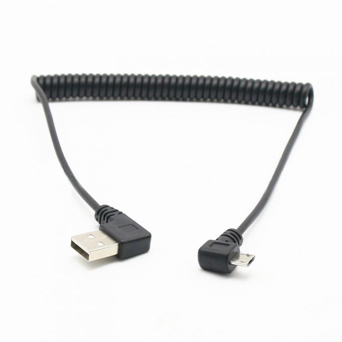 ОБНОЖЕНИЕ 1M 90 градусов прямоугольный USB мужской к микро b мужской пружинный кабель USB 4