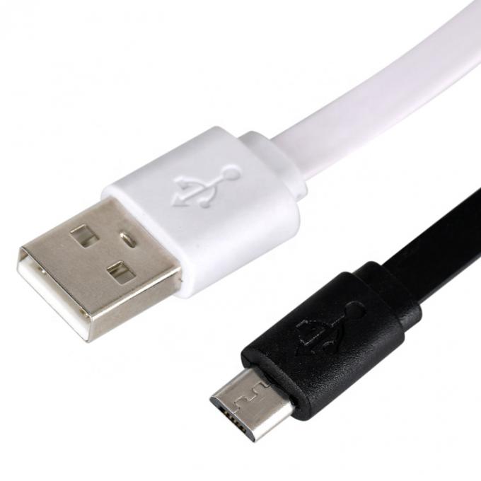Чёрный белый плоский Noodle Micro USB кабель для Power Bank Спикер телефон 2