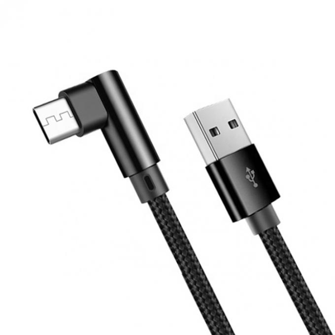 Быстрая зарядка 2.4A Найлон с плетеным L-образным левым углом Микро b к USB A Мужской кабель для зарядки данных для телефона 3