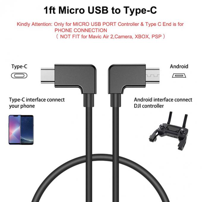90 градусов угол Micro B к типу C USB кабель для беспилотных летательных аппаратов 1