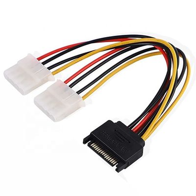 Купить Sata 15 Pin Male to Dual Molex 4 Pin Lp4 IDE Female Hard Drive Power Y Adapter Converter Cable для твердотельных накопителей SSD online manufacture