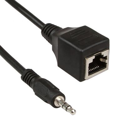 Купить 3.5 мм Стерео-разъем к RJ45 женский разъем Cat5 Cat6 Ethernet расширитель аудио кабель online manufacture