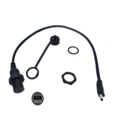 Купить Мини-USB мужской на микро-USB женский водонепроницаемый расширительный кабель с плавным монтажным панелем для автомобиля грузовик лодка мотоцикл компьютер online manufacture