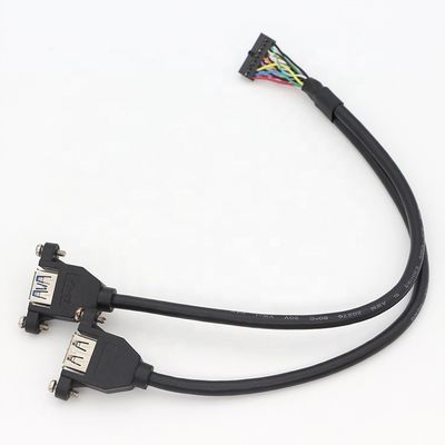 Купить Y разделитель винтовой блокировки студ двойной USB 3.0 типа А женской панели монтаж USB кабель с Molex online manufacture