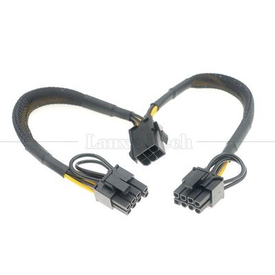 Рукав 18AWG Pure Cooper Y Splitter 6 Pin to Dual 8 Pin 6+2 PCI Express Power Adapter Расширение кабеля PCIe для графического процессора