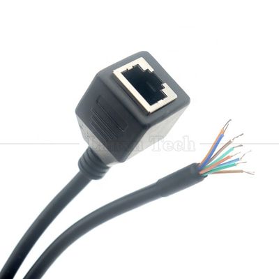 Женщина RJ45 Jack Socket к открытию Консервированная сварка 8 проводов Голый конец Pigtail Ethernet сеть Patch Lan кабель