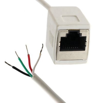 Настройка Белый женский RJ45 розетка для открытия Консервированная сварка 4 провода Голый конец кабеля с хвостом свиньи