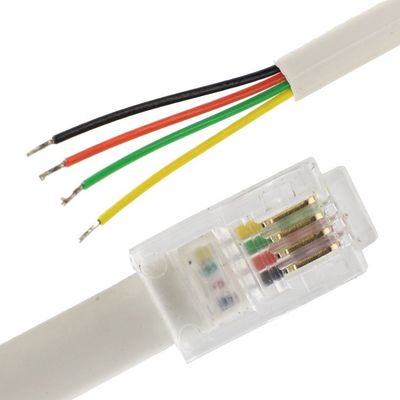OEM 1m Белый Черный RJ9 RJ11 Мужчина 4p4c до Стрип Вайр Открытый кабель
