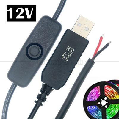 12В светодиодный световой кабель с переключателем USB на открытый кабель зарядки