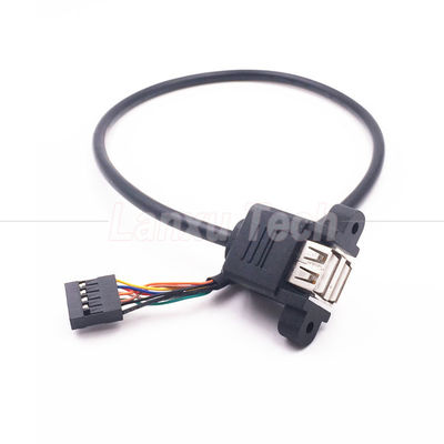 Двойной USB типа A 2 портов панель монтаж USB на Dupont 9 штифтов заголовка соединителя проволока