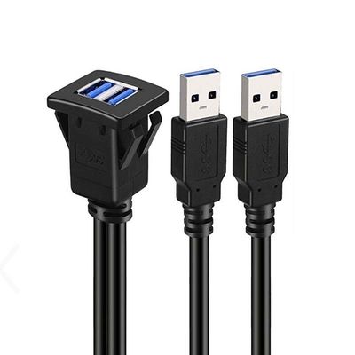 Квадратный двойной USB 3.0 2.0 Мужчина к женщине водонепроницаемый расширительный кабель с плавным монтажным панелем для автомобиля грузовик лодка мотоцикл компьютер