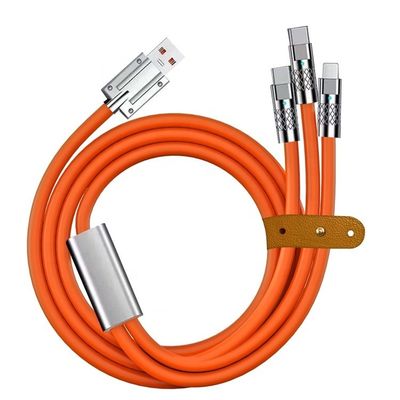Сверхбыстрая зарядка 120w 6A жидкий силикон 3 в 1 многоконнекторы Micro Type C USB кабель для зарядки данных для мобильного телефона